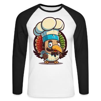 Thanksgiving Feast - Unisex Long Sleeve Baseball T-Shirt - white/black - Front - Nik (191cm)