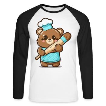 Bärige süße Leckereien - Unisex Baseballshirt langarm - Weiß/Schwarz - Vorne - Nik (191cm)