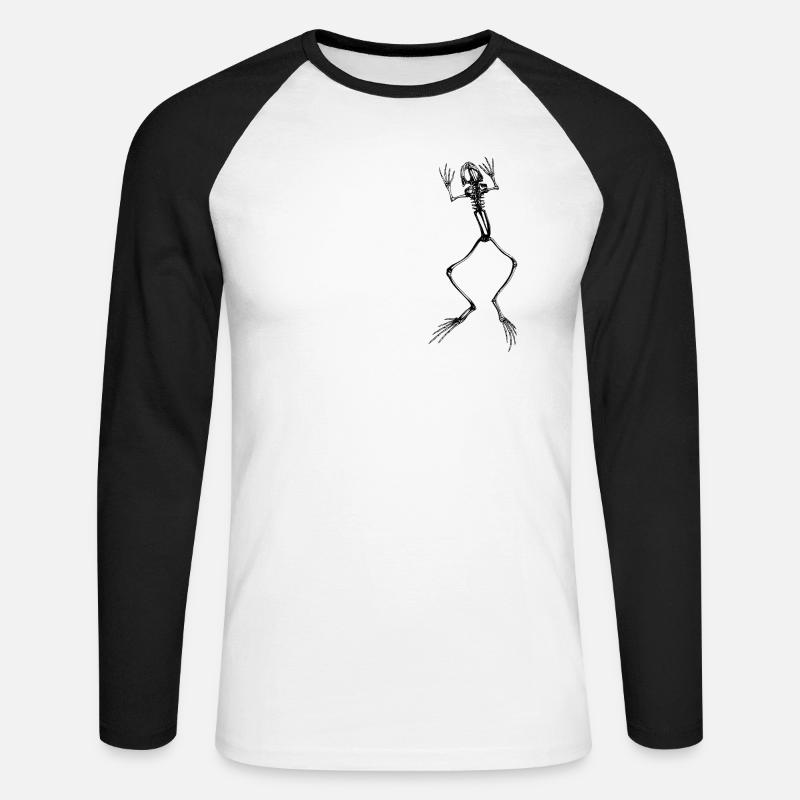 Frog skeleton in black - Unisex Long Sleeve Baseball T-Shirt - white/black