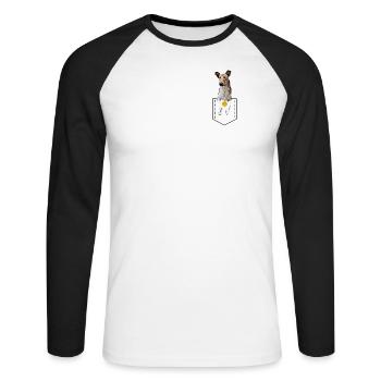 Kurzhaar Collie Shirt Pocket - Unisex Baseballshirt langarm - Weiß/Schwarz - Vorne - Nik (191cm)