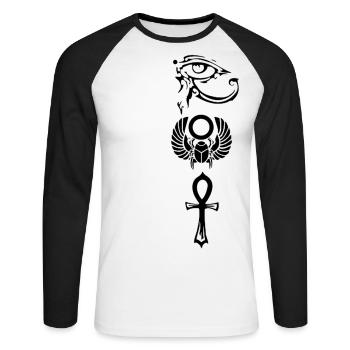 Eye Of The Ra Skara Ank Tribal - Unisex Long Sleeve Baseball T-Shirt - white/black - Front - Nik (191cm)