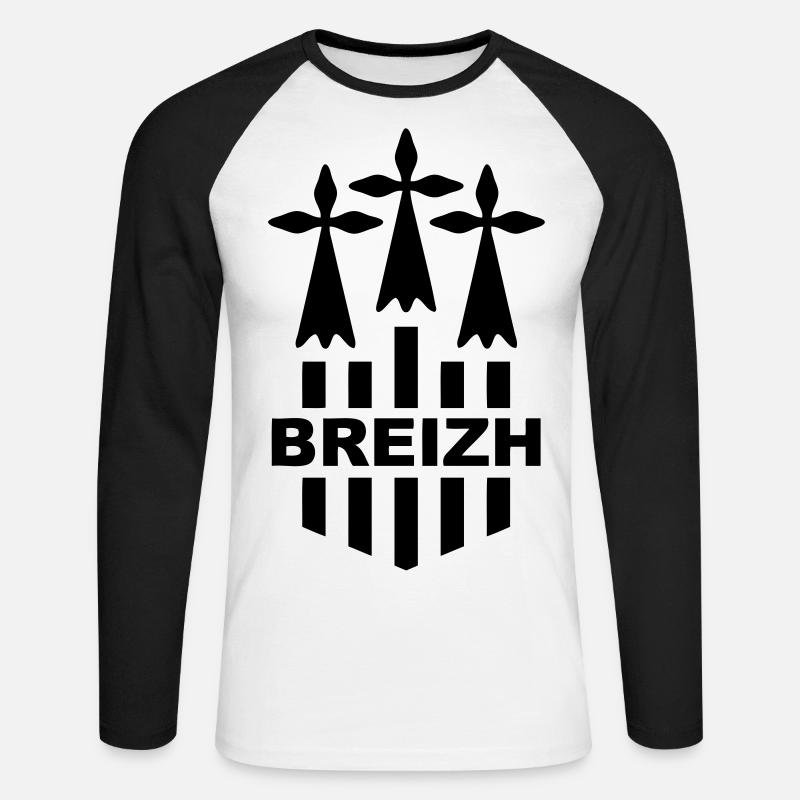 Breizh logo 2 - Unisex Baseballshirt langarm - Weiß/Schwarz