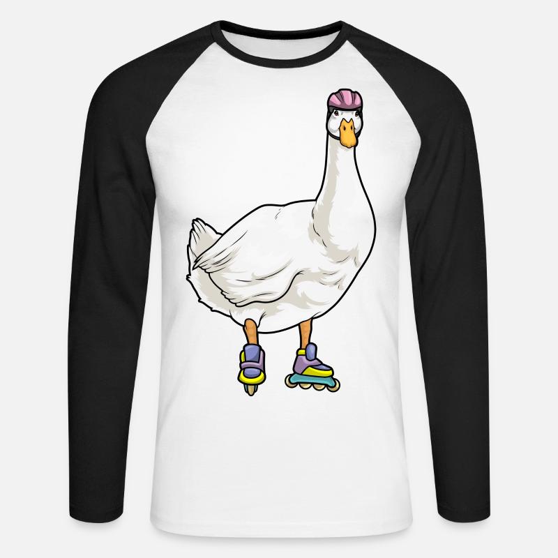 Ente Inline skating Rollschuhe - Unisex Baseballshirt langarm - Weiß/Schwarz