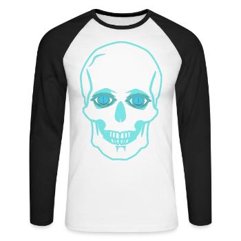 Crâne Crâne Mort Horreur Halloween Fantôme - T-shirt baseball manches longues Homme - blanc/noir - Devant - Nik (191cm)