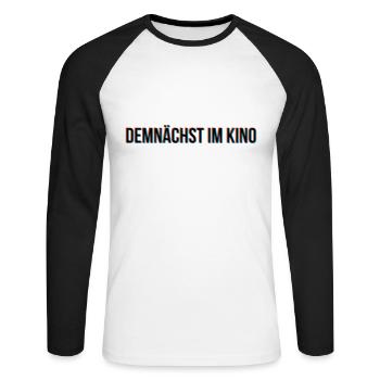 Demnächst im Kino - Unisex Baseballshirt langarm - Weiß/Schwarz - Vorne - Nik (191cm)
