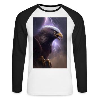 Eagle Lightning Cool Storm Animal Bird Epic - Unisex Long Sleeve Baseball T-Shirt - white/black - Front - Nik (191cm)