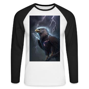 Eagle Lightning Cool Storm Animal Bird Epic - Unisex Long Sleeve Baseball T-Shirt - white/black - Front - Nik (191cm)