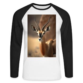 Gazelle safari Africa animal - Unisex Long Sleeve Baseball T-Shirt - white/black - Front - Nik (191cm)