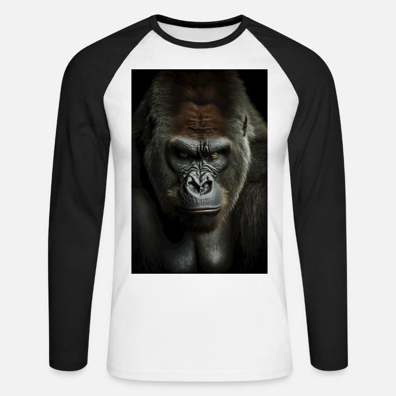 Gorilla Affe Cool - Unisex Baseballshirt langarm - Weiß/Schwarz