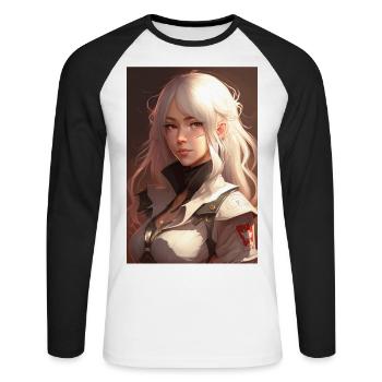 Anime Girl Anime Girl Waifu Otaku Beautiful - Unisex Long Sleeve Baseball T-Shirt - white/black - Front - Nik (191cm)
