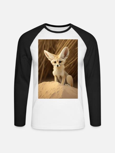 Fennek Wüstenfuchs Tier Afrika - Unisex Baseballshirt langarm - Weiß/Schwarz