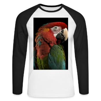 Papagei - Unisex Baseballshirt langarm - Weiß/Schwarz - Vorne - Nik (191cm)