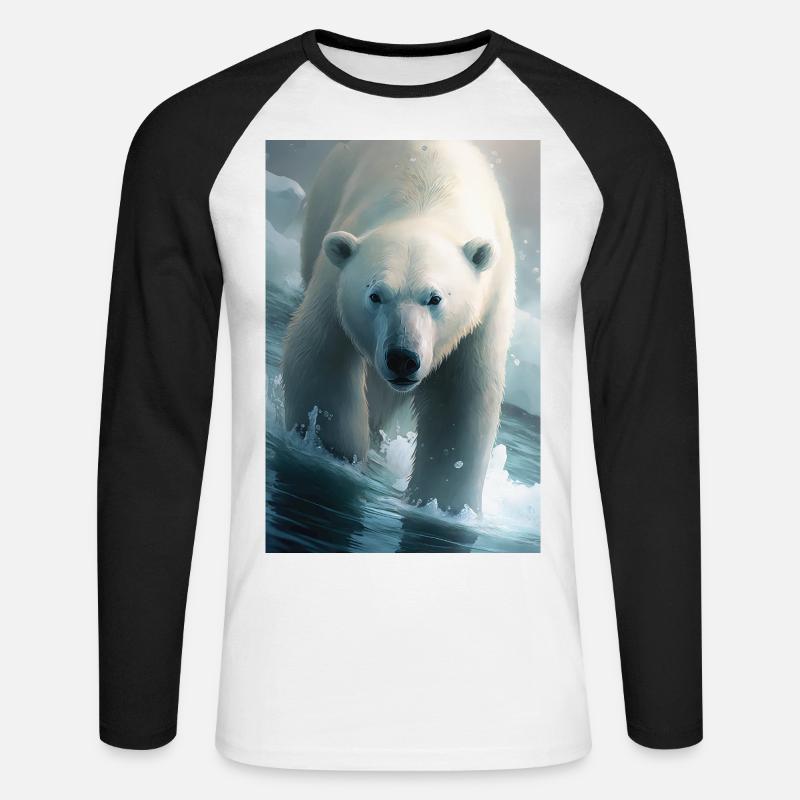 Eisbär - Unisex Baseballshirt langarm - Weiß/Schwarz