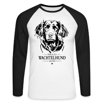 Quail Dog Mom German Quail Dog Wilsigns - Unisex Long Sleeve Baseball T-Shirt - white/black - Front - Nik (191cm)