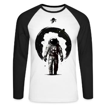 ASTRONAUT IN SPACE GETTING OUT OF THE BLACK HOLE - Unisex Long Sleeve Baseball T-Shirt - white/black - Front - Nik (191cm)