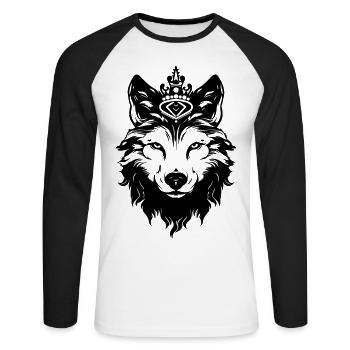 Roi tête de couronne de loup - T-shirt baseball manches longues Homme - blanc/noir - Devant - Nik (191cm)