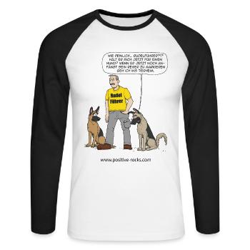 #PositiveRocks! - Rudelführer - Unisex Baseballshirt langarm - Weiß/Schwarz - Vorne - Nik (191cm)