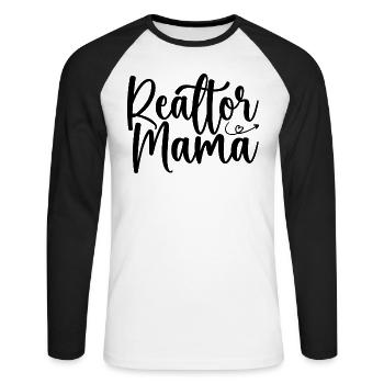 Realtor Mama - T-shirt baseball manches longues Homme - blanc/noir - Devant - Nik (191cm)