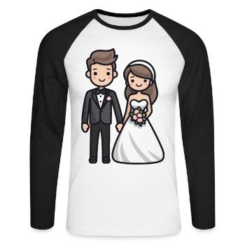 Newlyweds, Wedding, Bride, Groom - Unisex Long Sleeve Baseball T-Shirt - white/black - Front - Nik (191cm)