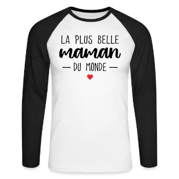 The World's Most Beautiful Mom Gift - Unisex Long Sleeve Baseball T-Shirt - white/black - Front - Nik (191cm)