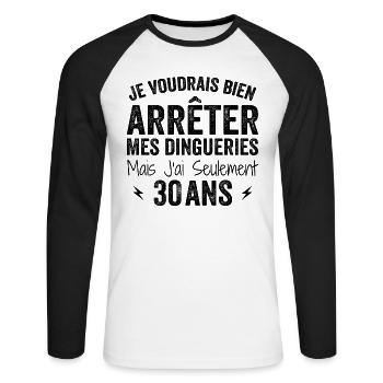 I'm 30 years old - 30th birthday, 30th birthday - Unisex Long Sleeve Baseball T-Shirt - white/black - Front - Nik (191cm)
