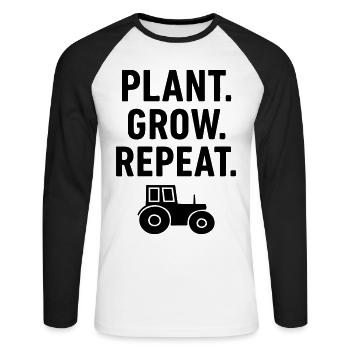 Traktor Landwirt Pflanzen Wachsen Wiederholen - Unisex Baseballshirt langarm - Weiß/Schwarz - Vorne - Nik (191cm)