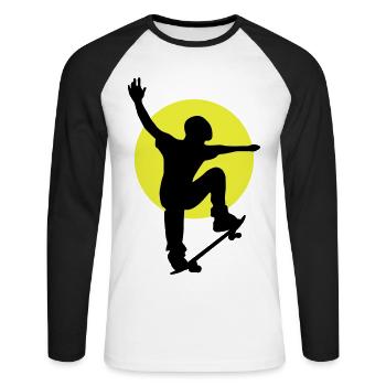 Skateboarder Sonne - Unisex Baseballshirt langarm - Weiß/Schwarz - Vorne - Nik (191cm)