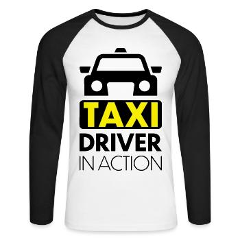 taxi - Unisex Long Sleeve Baseball T-Shirt - white/black - Front - Nik (191cm)