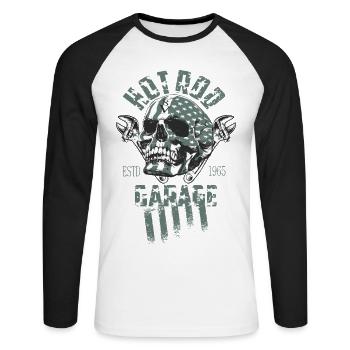 Hot Rod Garage - T-shirt baseball manches longues Homme - blanc/noir - Devant - Nik (191cm)