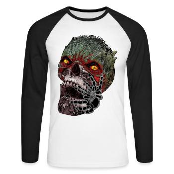 Halloween Scary Monster - Unisex Long Sleeve Baseball T-Shirt - white/black - Front - Nik (191cm)