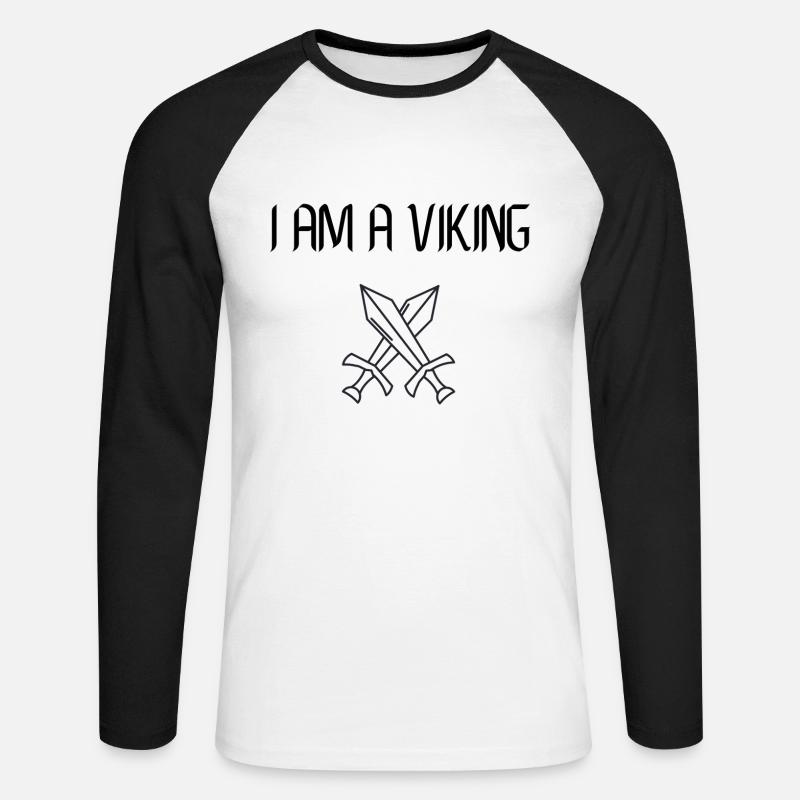 Ich bin ein Wikinger - Unisex Baseballshirt langarm - Weiß/Schwarz