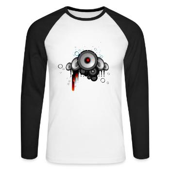 Klang - Unisex Baseballshirt langarm - Weiß/Schwarz - Vorne - Nik (191cm)