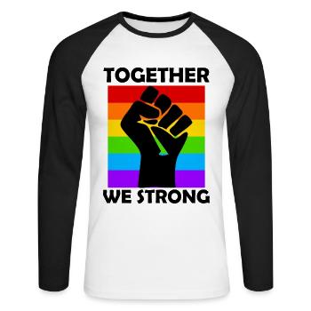 Drapeau arc-en-ciel LGBTQ - T-shirt baseball manches longues Homme - blanc/noir - Devant - Nik (191cm)