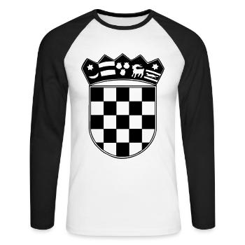 Kroatien Wappen - Unisex Baseballshirt langarm - Weiß/Schwarz - Vorne - Nik (191cm)