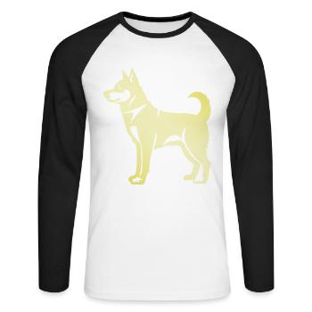 Silhouette de chien husky - T-shirt baseball manches longues Homme - blanc/noir - Devant - Nik (191cm)