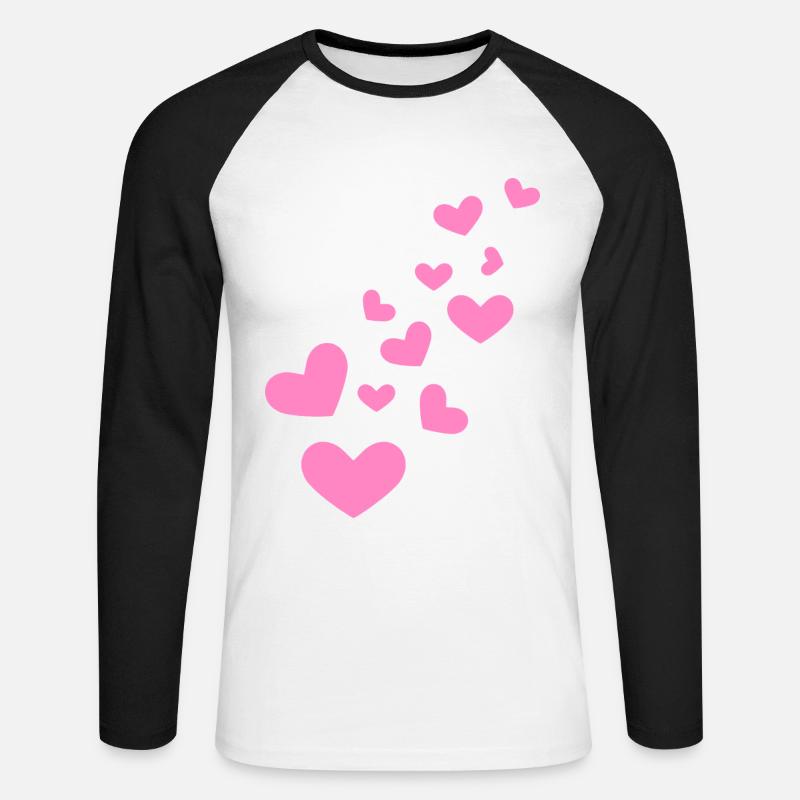 Herzchen Herz Muster Geschenk - Unisex Baseballshirt langarm - Weiß/Schwarz