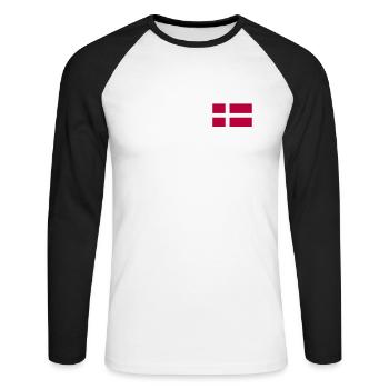 Drapeau du Danemark Drapeau du Danemark Danemark Danemark - T-shirt baseball manches longues Homme - blanc/noir - Devant - Nik (191cm)