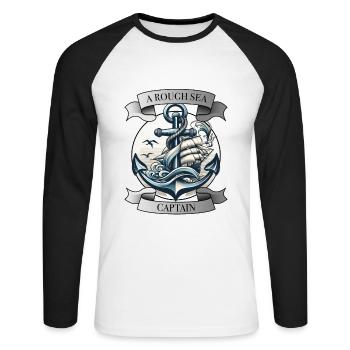 La navigation à l’ancre prépare les marins à l’aventure - T-shirt baseball manches longues Homme - blanc/noir - Devant - Nik (191cm)