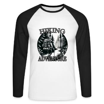 Randonnée Aventure Alpinisme en plein air - T-shirt baseball manches longues Homme - blanc/noir - Devant - Nik (191cm)