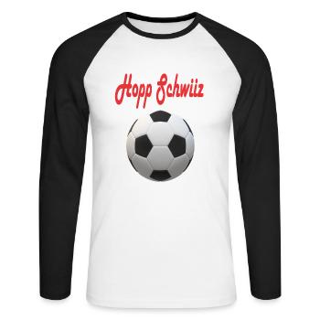 Schweizer Fussball Design - Unisex Baseballshirt langarm - Weiß/Schwarz - Vorne - Nik (191cm)