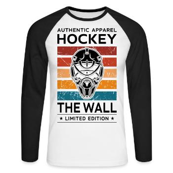 Hockey the Wall - Unisex Long Sleeve Baseball T-Shirt - white/black - Front - Nik (191cm)