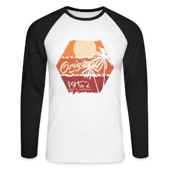 Original 1952 Retro 1952 Geburtstagsgeschenk - Unisex Baseballshirt langarm - Weiß/Schwarz - Vorne - Nik (191cm)