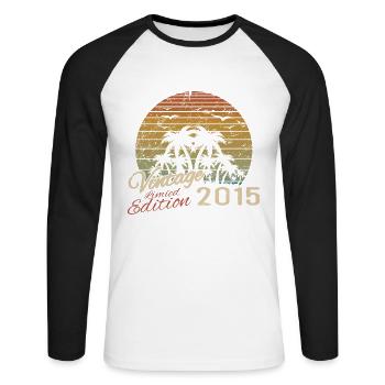 Vintage 2015 Anniversaire Cadeau 2015 Rétro 2015 - T-shirt baseball manches longues Homme - blanc/noir - Devant - Nik (191cm)