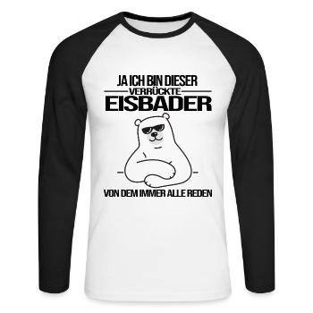 winterbader kälteresistent eisbader eischwimmer -C - Unisex Baseballshirt langarm - Weiß/Schwarz - Vorne - Nik (191cm)