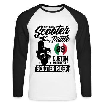 Scooter Pride - T-shirt baseball manches longues Homme - blanc/noir - Devant - Nik (191cm)