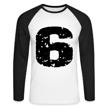 Maillot 6 numéros - T-shirt baseball manches longues Homme - blanc/noir - Devant - Nik (191cm)