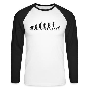 Évolution Drôle Chien de Berger Belge Malinois - T-shirt baseball manches longues Homme - blanc/noir - Devant - Nik (191cm)