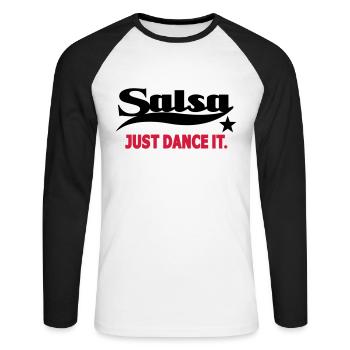 Salsa Just Dance It - Salsa Dance Shirt - Unisex Baseballshirt langarm - Weiß/Schwarz - Vorne - Nik (191cm)