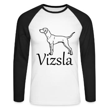 hongarian vizsla © www.dog-power.nl - Unisex Long Sleeve Baseball T-Shirt - white/black - Front - Nik (191cm)