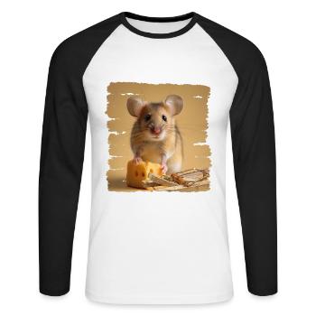 Mice are clever animals - Unisex Long Sleeve Baseball T-Shirt - white/black - Front - Nik (191cm)